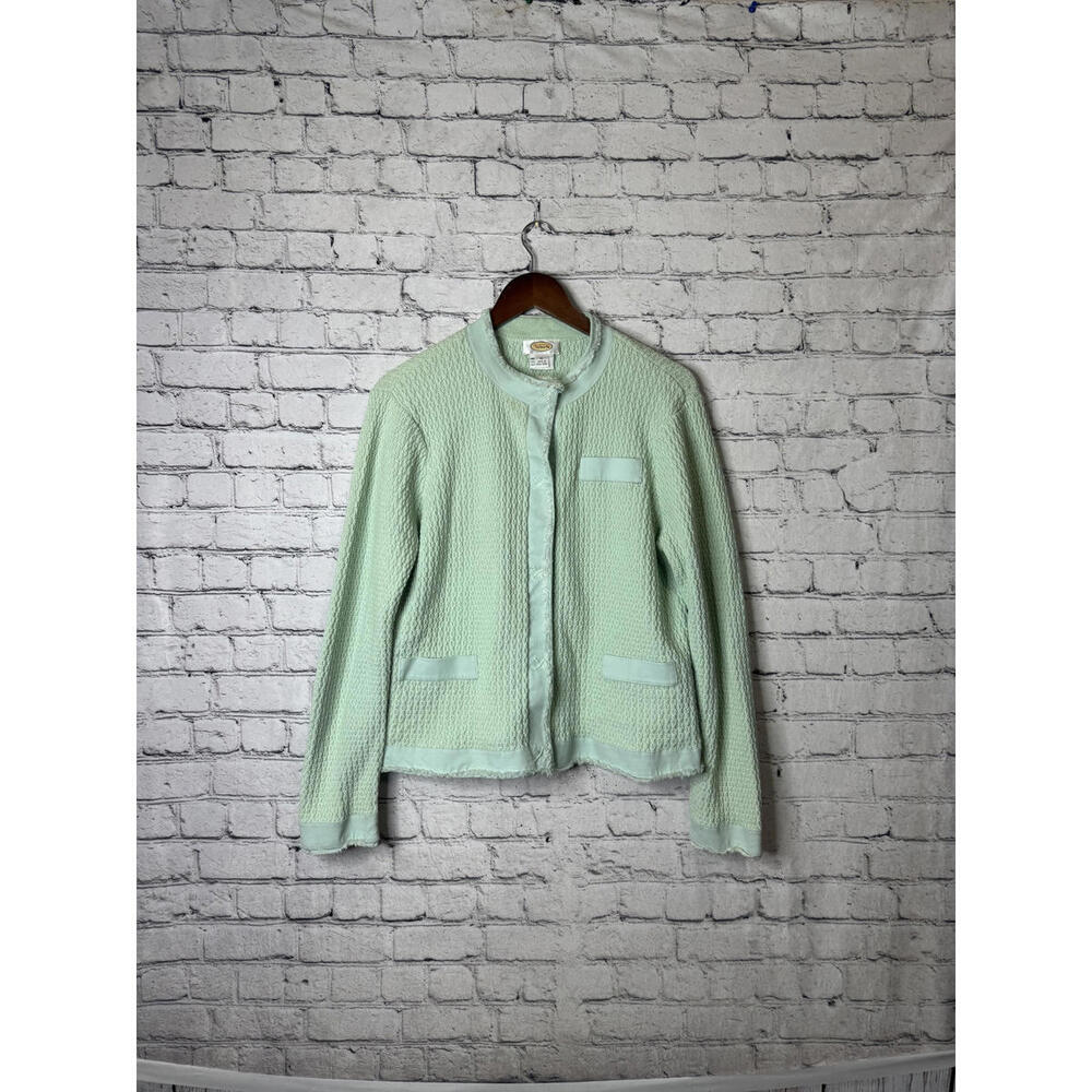 Talbots Women's XL Light Green Knit‎ Button-Up Cardigan